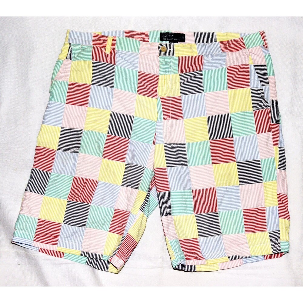 Polo‎ By  Ralph Lauren  Prospect Men's Patchwork Seersucker Shorts Size 42T